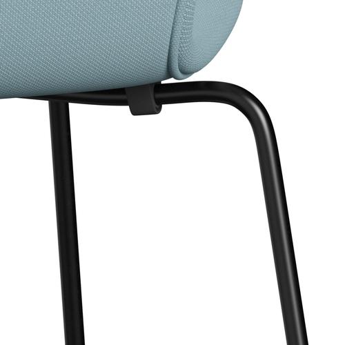 Fritz Hansen 3107 Chair Full Upholstery, Black/Steelcut Pastel Blue