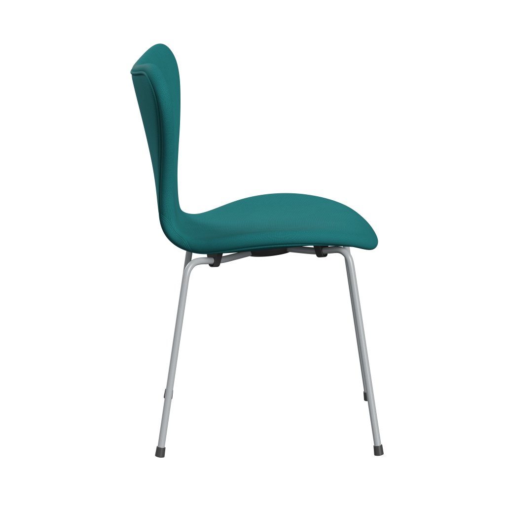 Fritz Hansen 3107 Chair Full Upholstery, Silver Grey/Fame Turquoise (F67016)