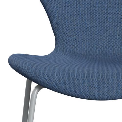 Fritz Hansen 3107 Chair Full Upholstery, Silver Grey/Re Wool Blue/Natural