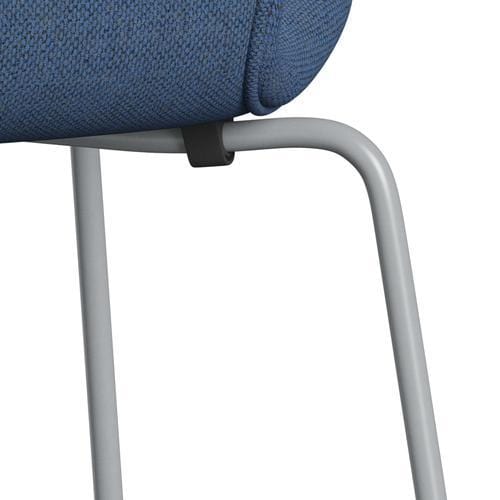 Fritz Hansen 3107 Chair Full Upholstery, Silver Grey/Re Wool Blue/Natural