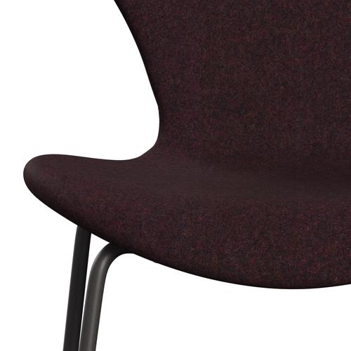 Fritz Hansen 3107 Židle plné čalounění, teplé grafitové/divina MD víno červené