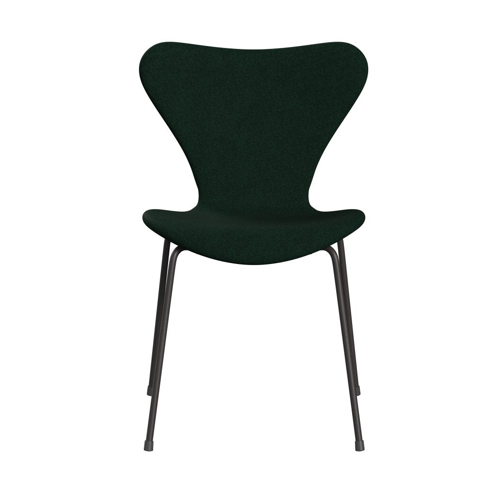 Fritz Hansen 3107 Chair Full Upholstery, Warm Graphite/Divina Melange Dark Green