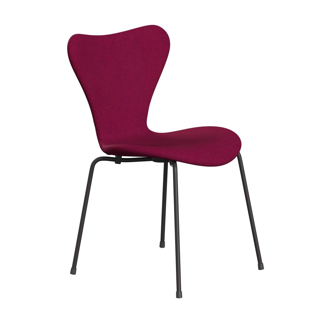 Fritz Hansen 3107 Chair Full Upholstery, Warm Graphite/Divina Melange Lipstick Pink