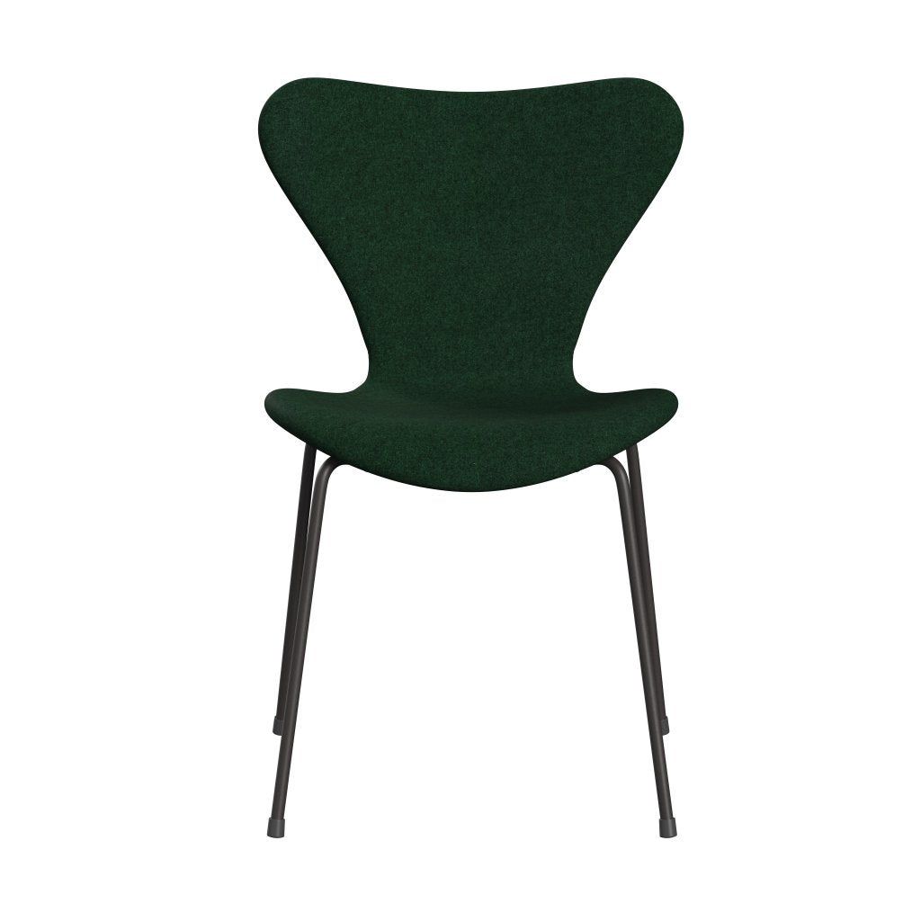 Fritz Hansen 3107 Chair Full Upholstery, Warm Graphite/Divina Melange Warm Dark Green