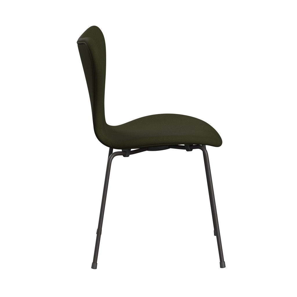 Fritz Hansen 3107 Chair Full Upholstery, Warm Graphite/Fame Dark Brown Green