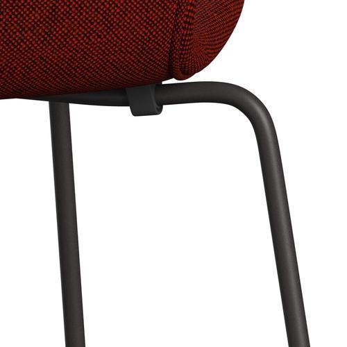 Fritz Hansen 3107 Chair Full Upholstery, Warm Graphite/Hallingdal Red/Black