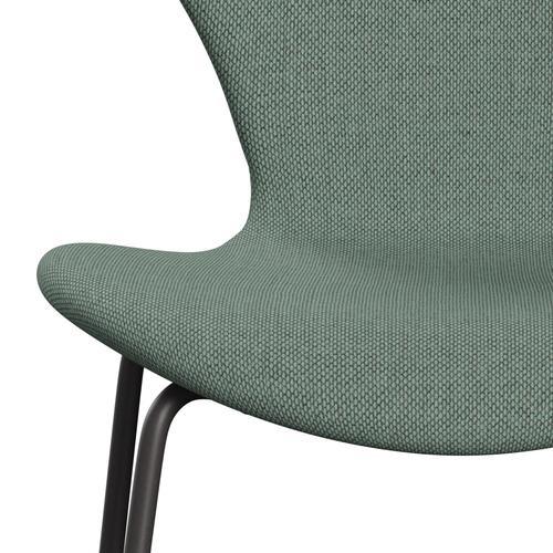 Fritz Hansen 3107 Židle plné čalounění, teplý grafit/re vlna aqua/přírodní