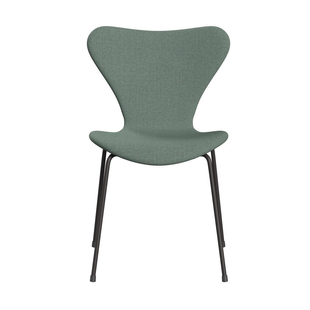 Fritz Hansen 3107 Židle plné čalounění, teplý grafit/re vlna aqua/přírodní