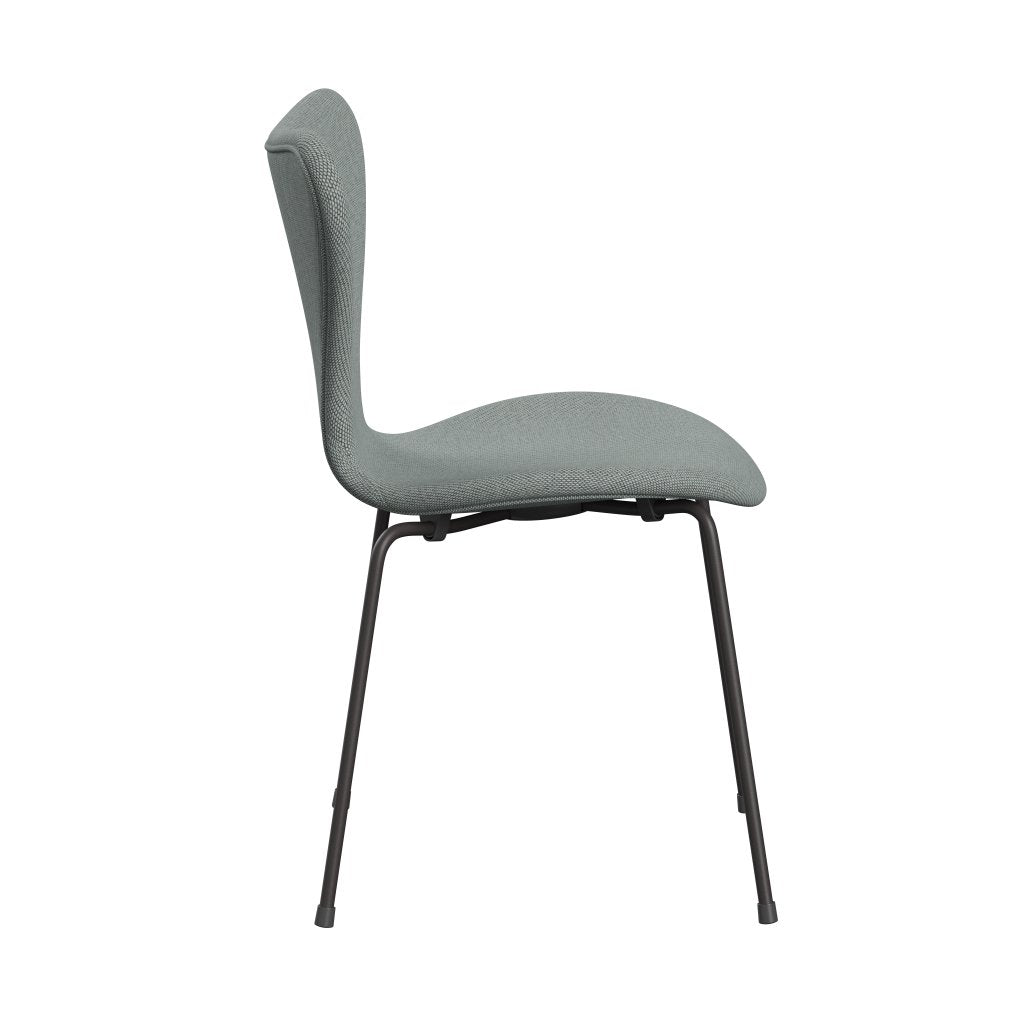 Fritz Hansen 3107 Židle plné čalounění, teplá grafit/re vlna bledá aqua