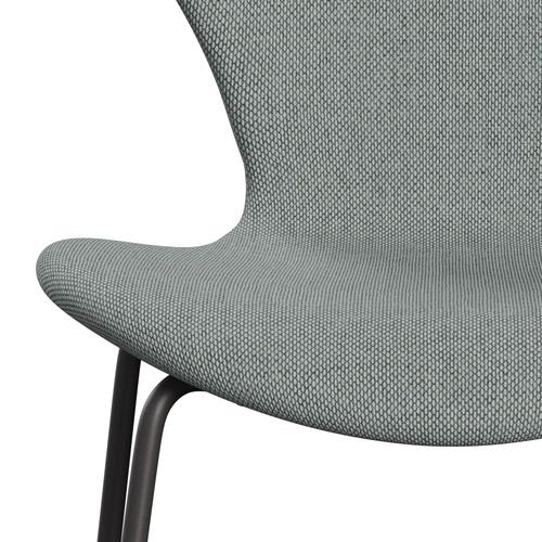 Fritz Hansen 3107 Židle plné čalounění, teplá grafit/re vlna bledá aqua