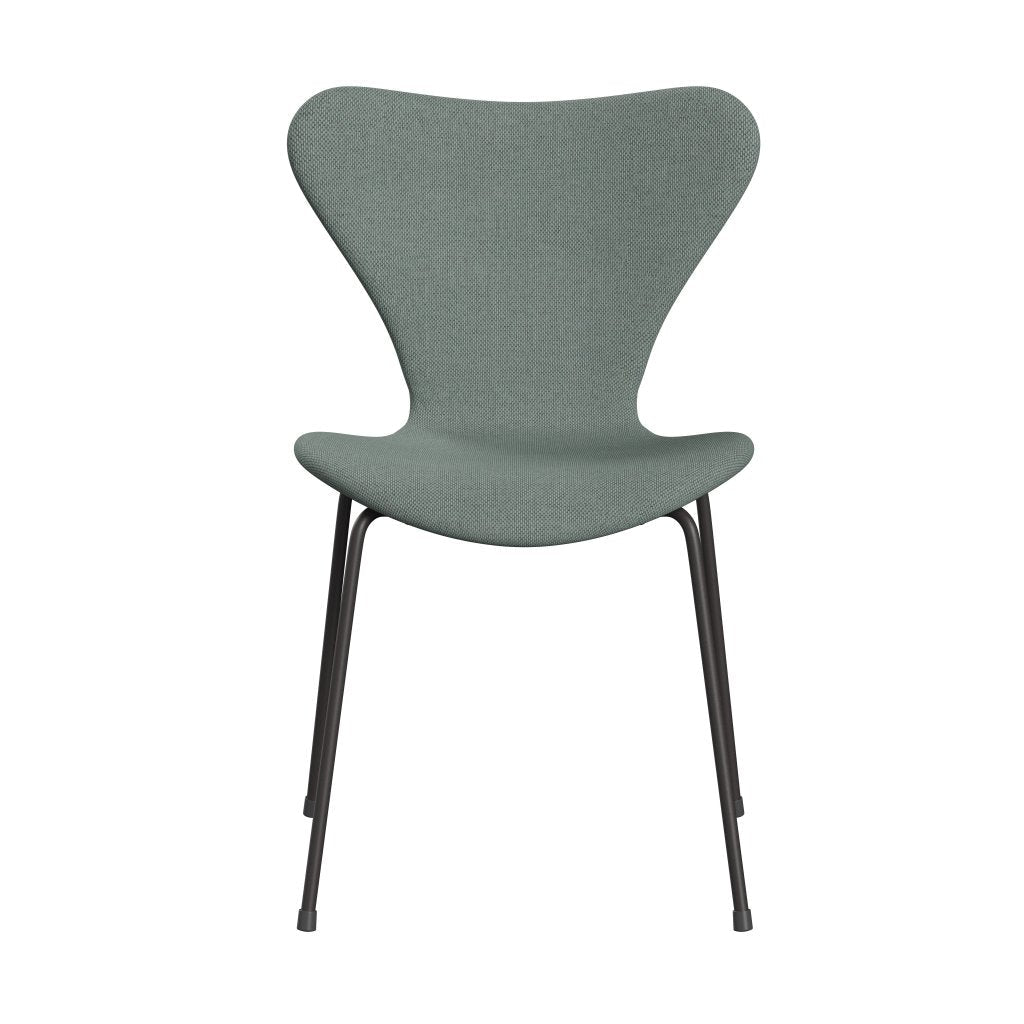 Fritz Hansen 3107 Židle plné čalounění, teplý grafit/re vlněné světlo Aquamarine/Natural