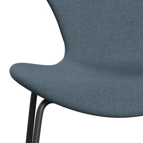 Fritz Hansen 3107 Chair Full Upholstery, Warm Graphite/Re Wool Natural/Light Blue