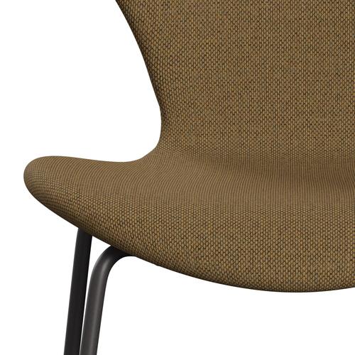 Fritz Hansen 3107 Židle plné čalounění, teplá grafit/re vlna hořčice/přírodní