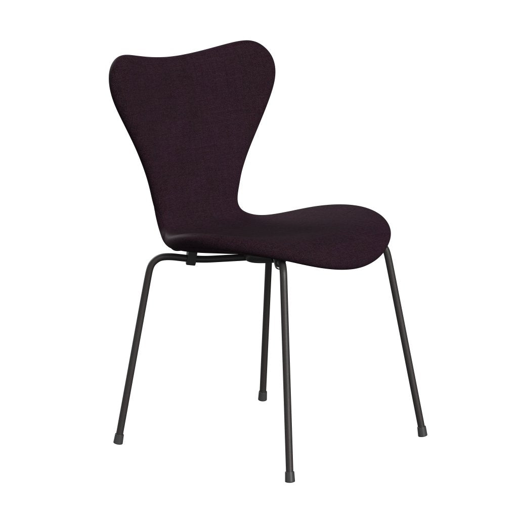 Fritz Hansen 3107 židle plné čalounění, teplý grafit/remix Aubergine (REM692)