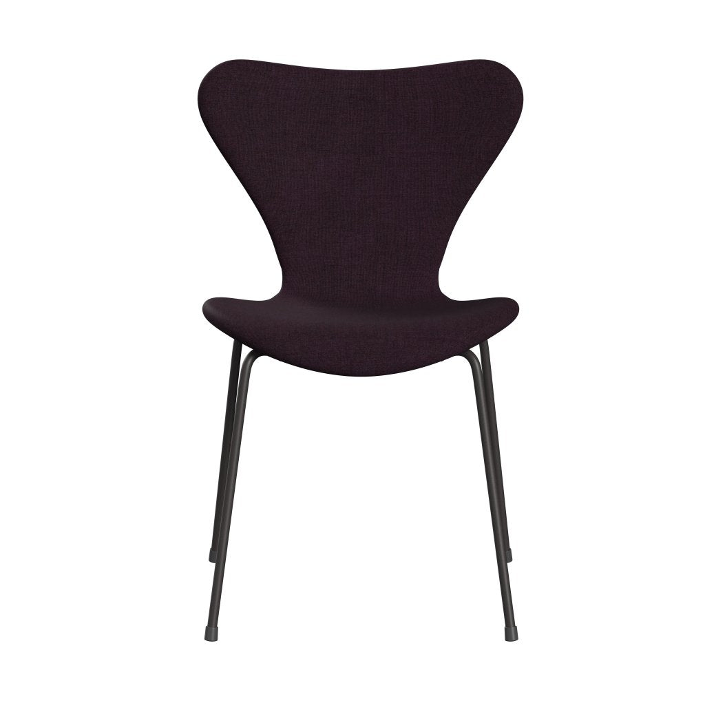 Fritz Hansen 3107 židle plné čalounění, teplý grafit/remix Aubergine (REM692)