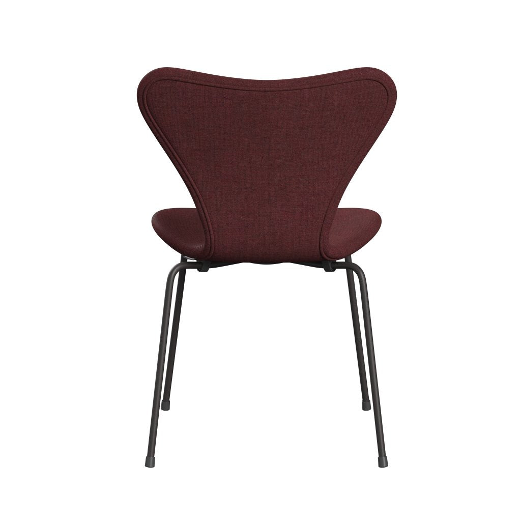 Fritz Hansen 3107 Chair Full Upholstery, Warm Graphite/Remix Wine Red