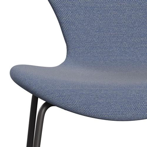 Fritz Hansen 3107 židle plné čalounění, teplé grafitové/Steelcut Trio White/Blue