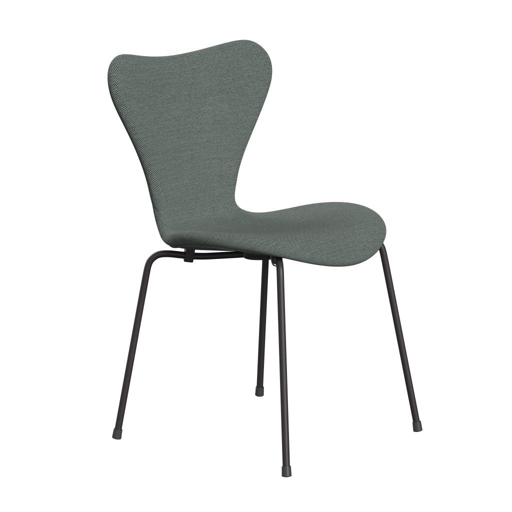 Fritz Hansen 3107 Židle plné čalounění, teplé grafitové/Steelcut Trio White/Dark Green