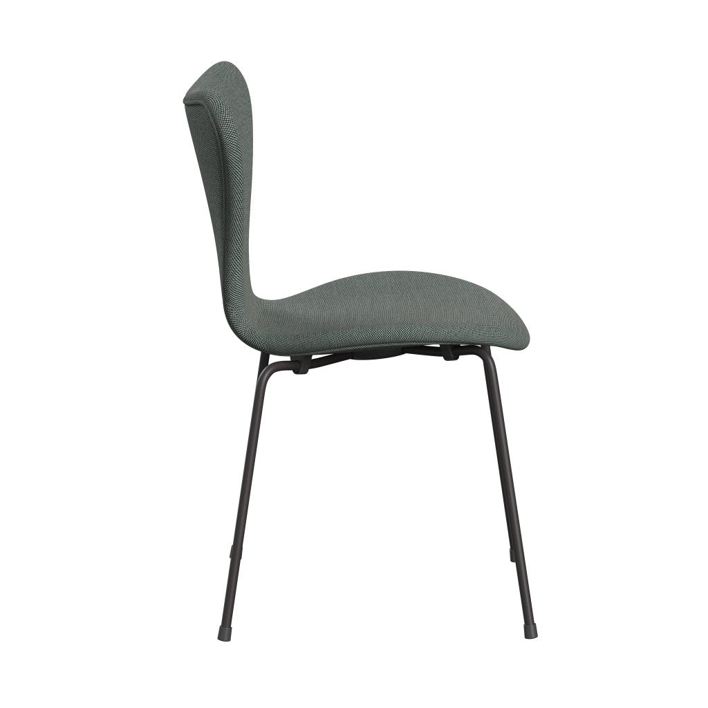 Fritz Hansen 3107 Židle plné čalounění, teplé grafitové/Steelcut Trio White/Dark Green