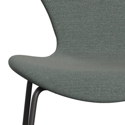 Fritz Hansen 3107 Židle plné čalounění, teplé grafitové/Steelcut Trio White/Dark Green