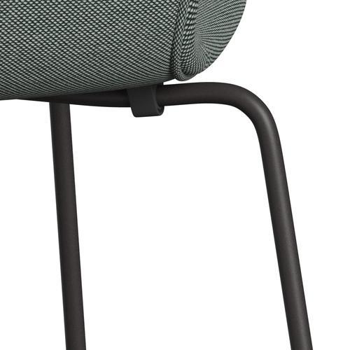 Fritz Hansen 3107 Židle plné čalounění, teplé grafitové/Steelcut Trio White/Dark Green