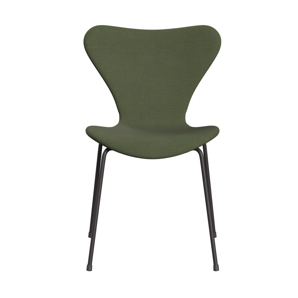 Fritz Hansen 3107 Židle plné čalounění, teplé grafitové/Steelcut Trio Soft Green