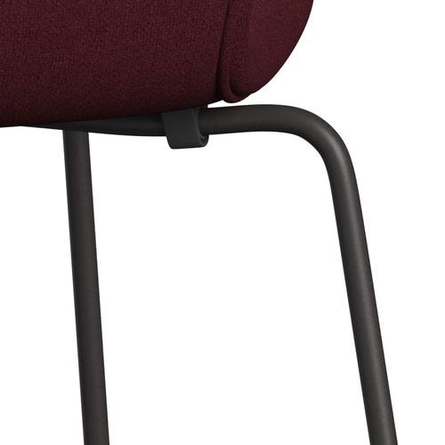 Fritz Hansen 3107 Chair Full Upholstery, Warm Graphite/Tonus Wine Red