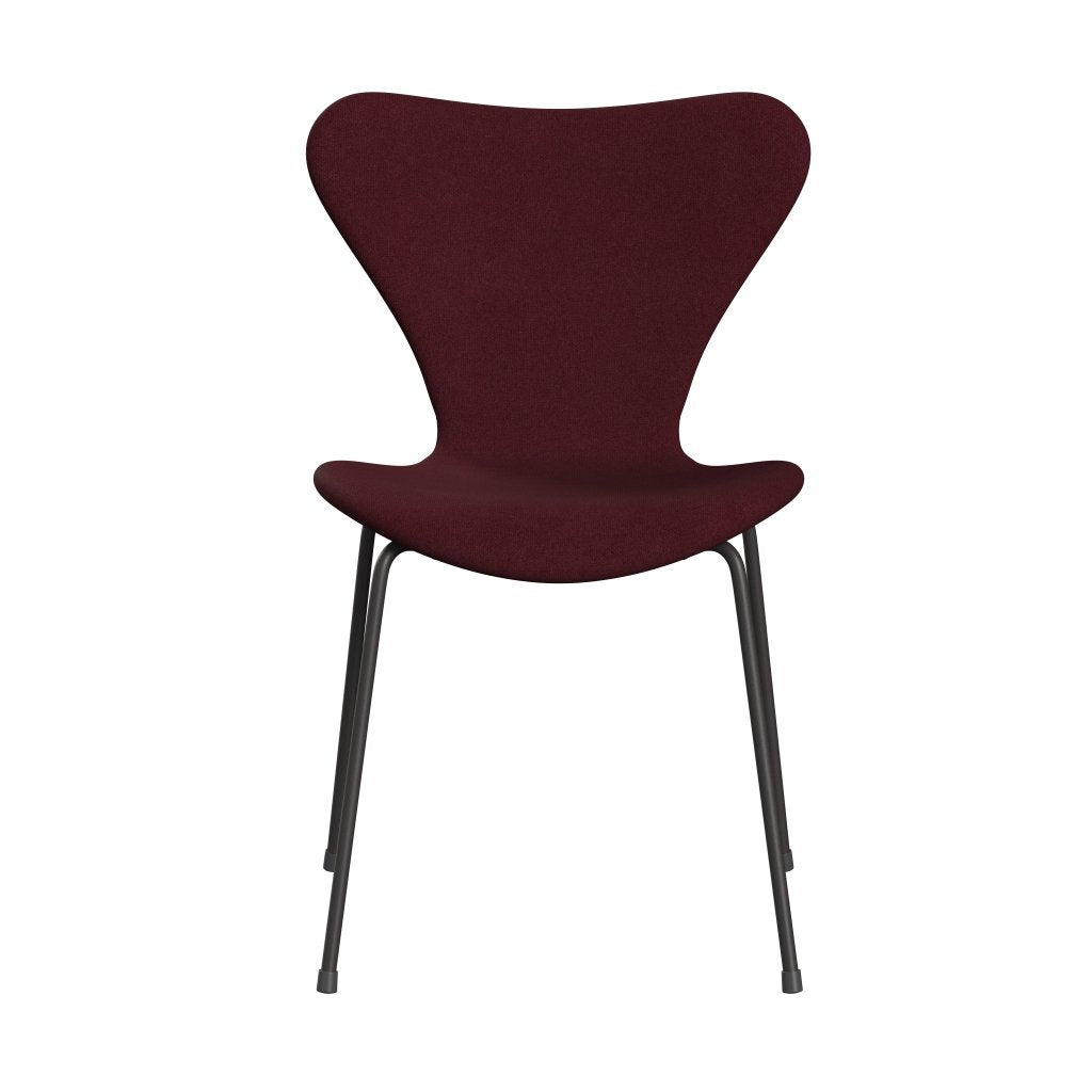 Fritz Hansen 3107 Chair Full Upholstery, Warm Graphite/Tonus Wine Red