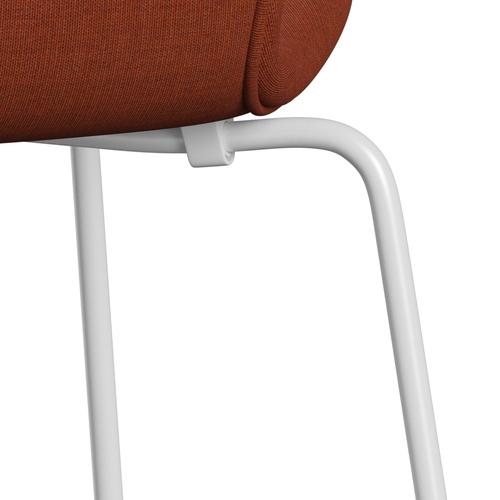 Fritz Hansen 3107 židle plné čalounění, bílá/plátno hnědé růžové