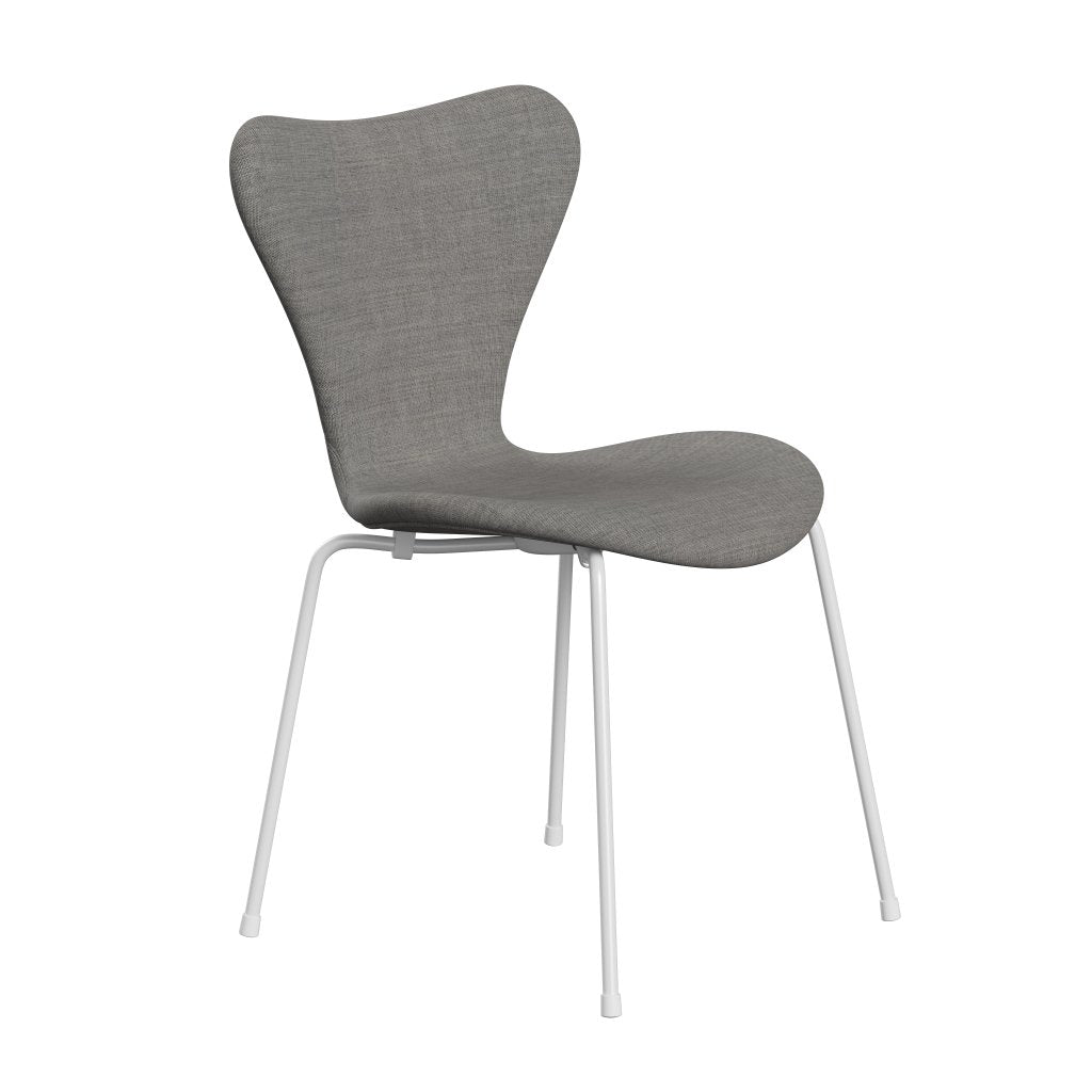 Fritz Hansen 3107 židle plné čalounění, bílá/plátno světle šedá