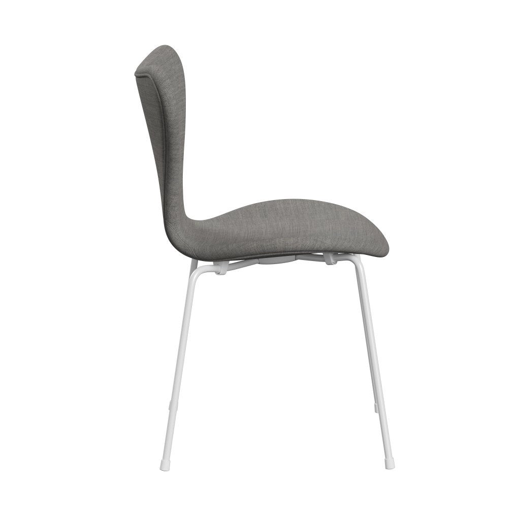 Fritz Hansen 3107 židle plné čalounění, bílá/plátno světle šedá