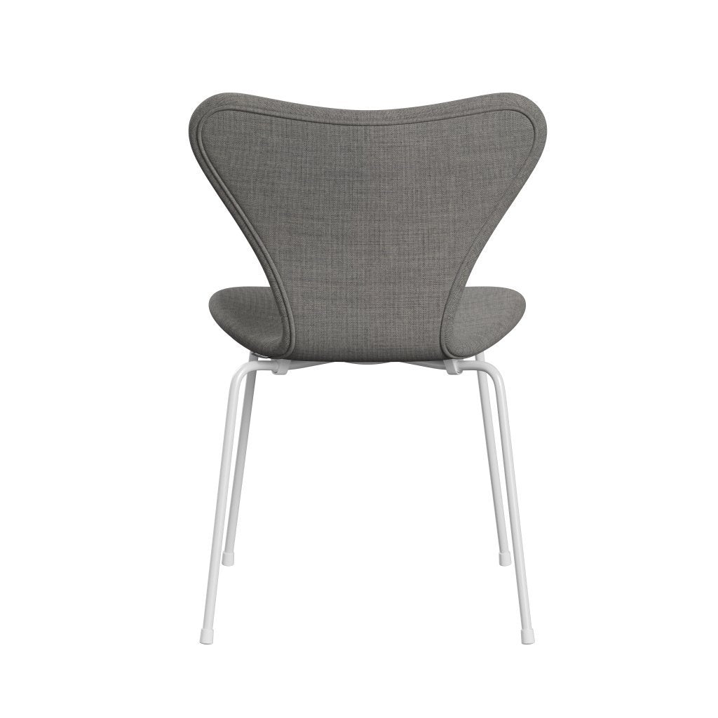 Fritz Hansen 3107 židle plné čalounění, bílá/plátno světle šedá