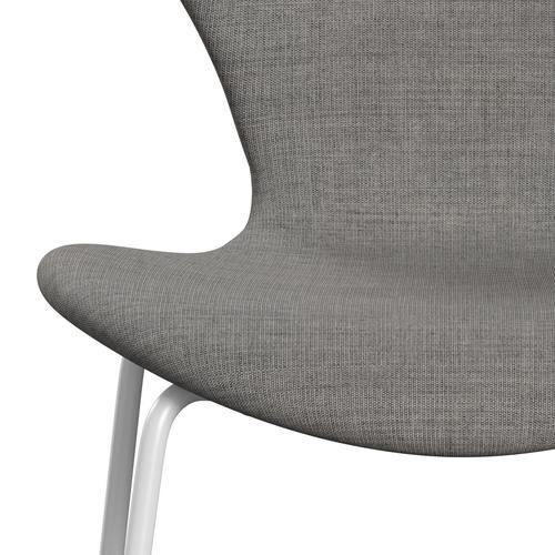 Fritz Hansen 3107 židle plné čalounění, bílá/plátno světle šedá