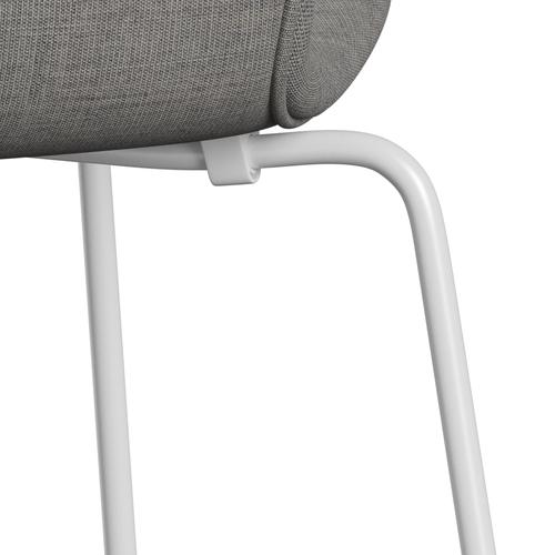 Fritz Hansen 3107 židle plné čalounění, bílá/plátno světle šedá