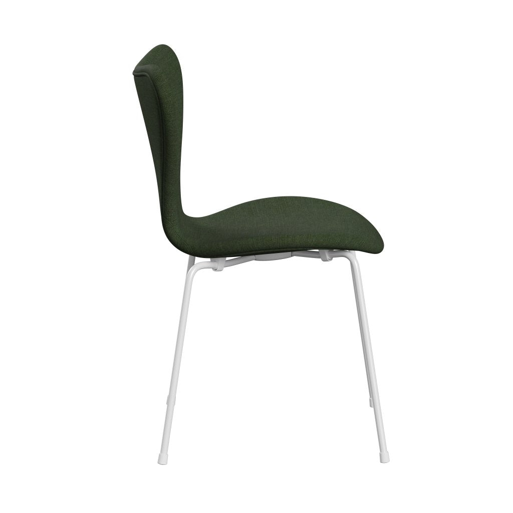 Fritz Hansen 3107 Chair Full Upholstery, White/Canvas Light Green/Blue