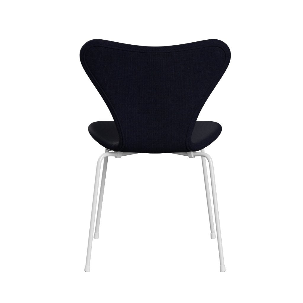 Fritz Hansen 3107 Židle plné čalounění, bílá/plátno Midnight Blue