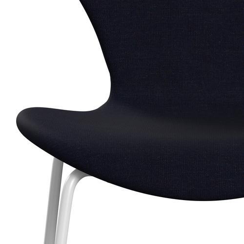 Fritz Hansen 3107 Židle plné čalounění, bílá/plátno Midnight Blue