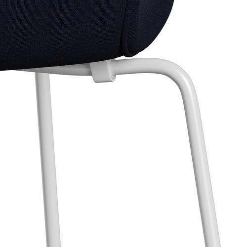 Fritz Hansen 3107 Židle plné čalounění, bílá/plátno Midnight Blue