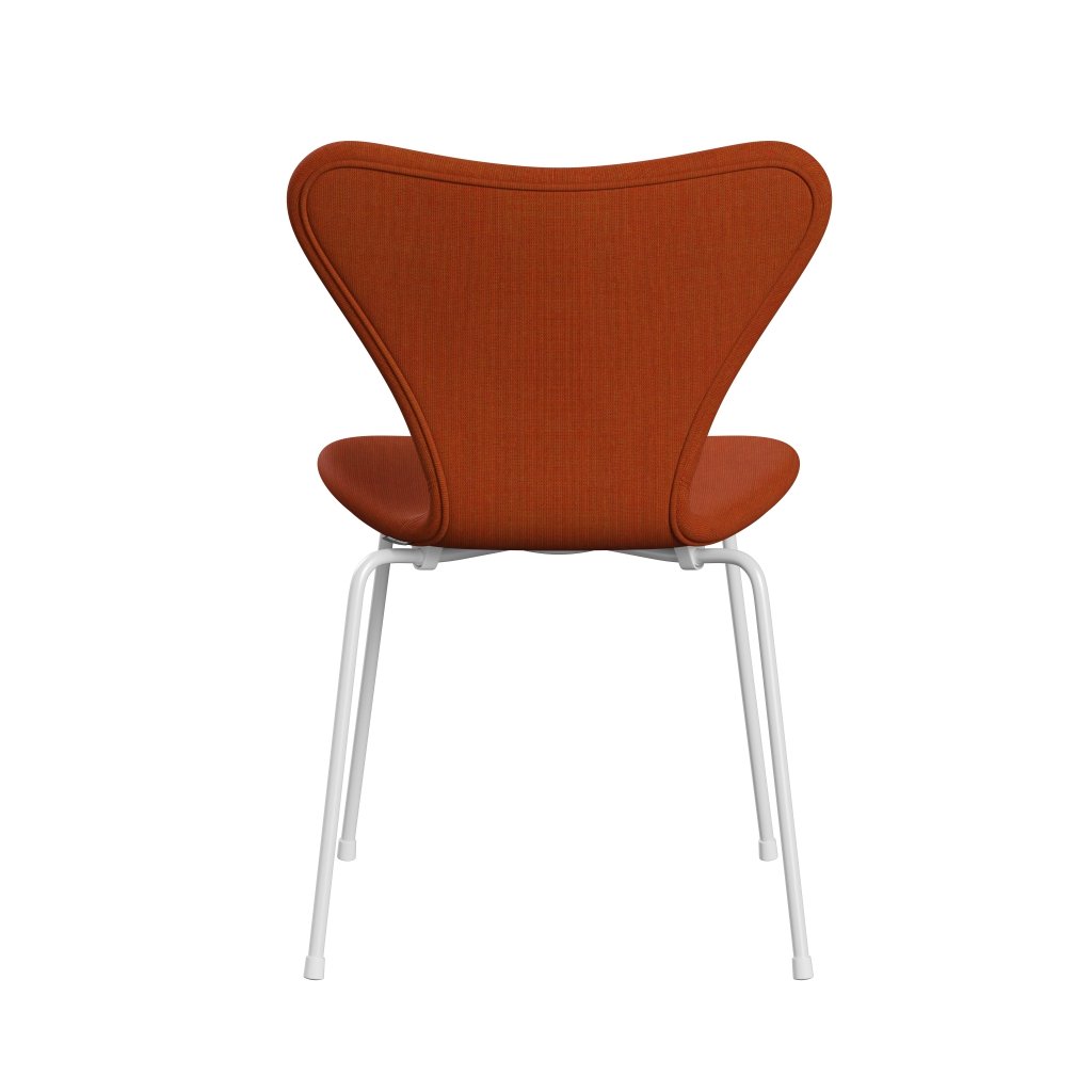 Fritz Hansen 3107 Chair Full Upholstery, White/Canvas Orange