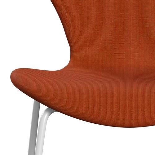 Fritz Hansen 3107 židle plné čalounění, bílá/plátno oranžová