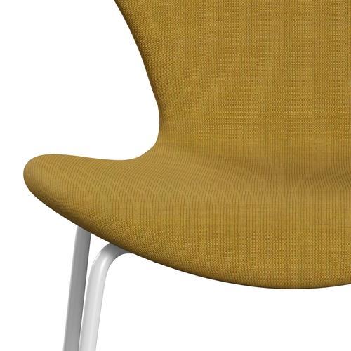 Fritz Hansen 3107 židle plné čalounění, bílá/plátno hořčice