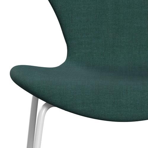 Fritz Hansen 3107 židle plné čalounění, bílá/plátno Emerald Green