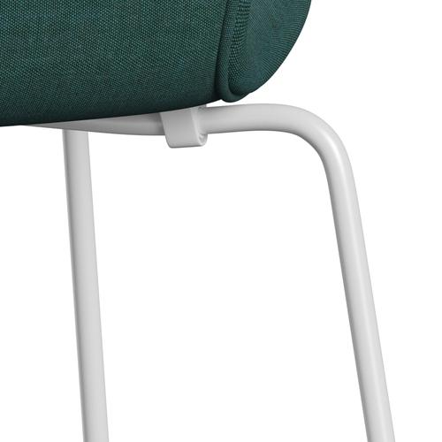 Fritz Hansen 3107 židle plné čalounění, bílá/plátno Emerald Green