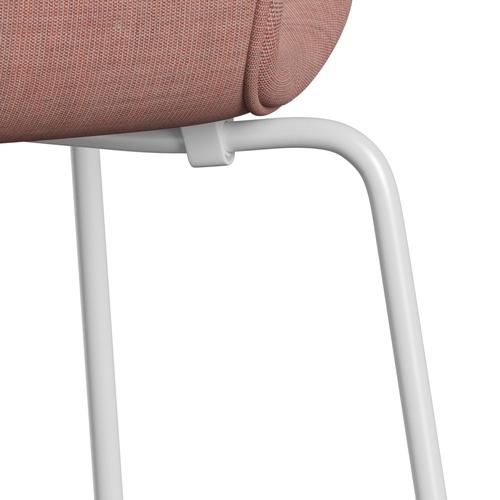 Fritz Hansen 3107 Chair Full Upholstery, White/Canvas Pale Pink