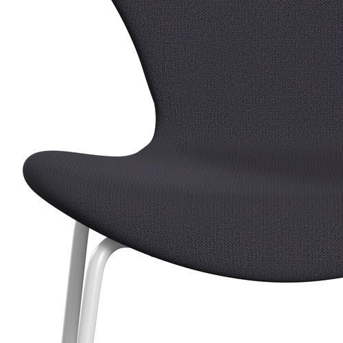 Fritz Hansen 3107 Židle plné čalounění, bílé/zachycovací modré uhlí