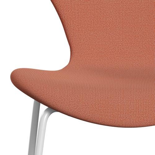 Fritz Hansen 3107 židle plné čalounění, bílá/zachycení spálené oranžové