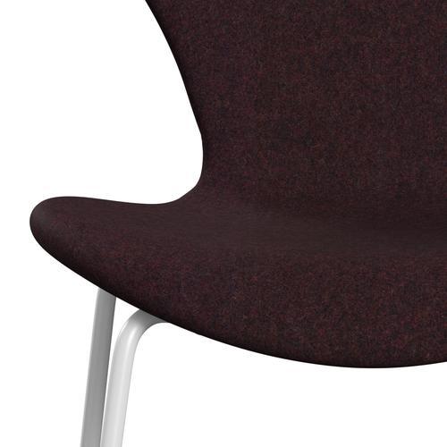 Fritz Hansen 3107 židle plné čalounění, bílé/divina md víno červené