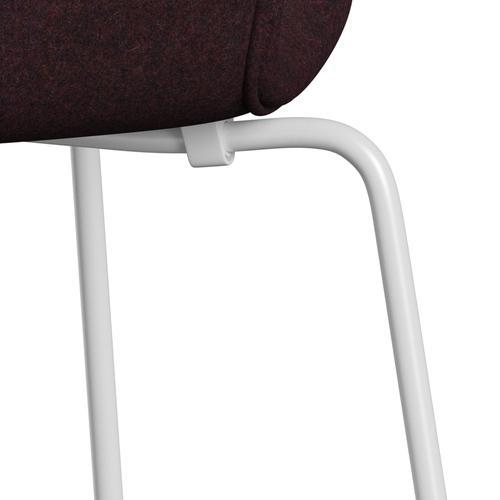 Fritz Hansen 3107 židle plné čalounění, bílé/divina md víno červené