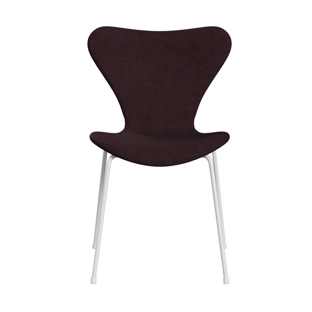 Fritz Hansen 3107 židle plné čalounění, bílé/divina md víno červené