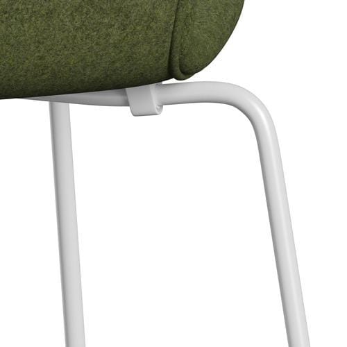 Fritz Hansen 3107 Chair Full Upholstery, White/Divina Md Winter Green